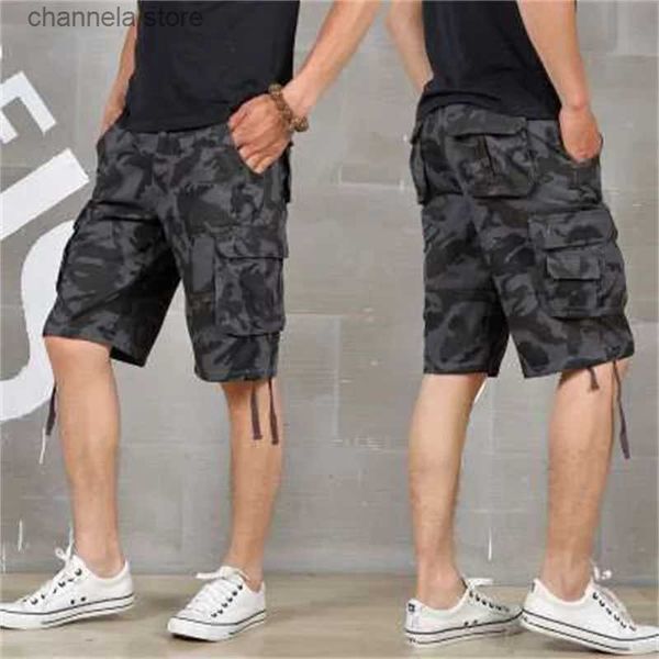 Pantaloncini da uomo New Summer Mens Baggy Multi Pocket Pantaloncini militari mimetici Cargo Pantaloni larghi caldi Maschili lunghi Camouflage Bermuda Capris Plus Size T240227