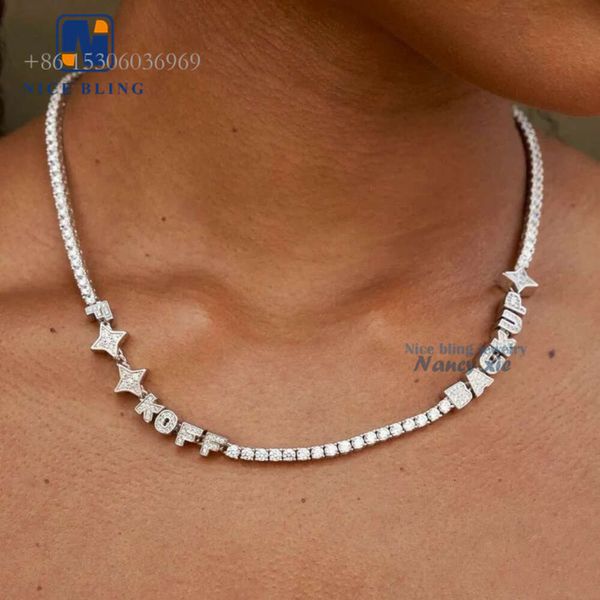 Ожерелье на заказ, подвеска, модная позолоченная ювелирная цепочка с бриллиантами VVS, теннисная цепочка для женщин