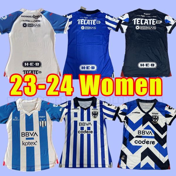 Donna 23 24 MONTERREY Maglie da calcio RAYADOS R.Funes Mori M.MEZA V.JANSSEN AKELOBA S.VEGAS Liga mx divise da calcio Ragazza casa lontano terza