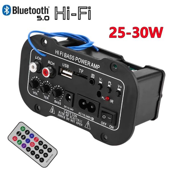 Alto -falantes 2Channel Bluetooth Al -Speaker Board Diy Auto Digital Aux TF Card Hifi Bass 2530W Módulo de amplificador de energia 110V 220V 12V 24