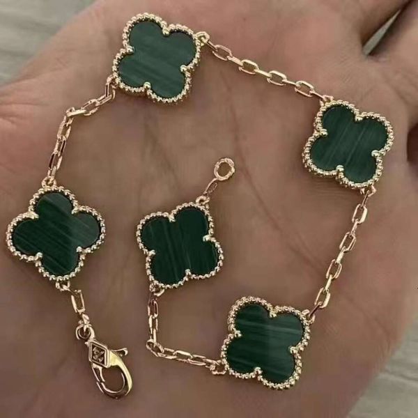 Lüks Tasarımcı Zinciri Van Dört Yaprak Yonca Bilezik Cleef Van Bilezikler Jewlery Gül Altın Kadın Lüks Gümüş Dört Yaprak Charm Braclet Kutu