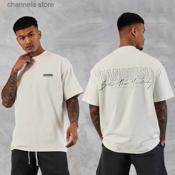 Homens camisetas Verão Novo Mens Camisetas Branco Boxy Oversized T-shirt Esportes Fitness Algodão Tripulação Pescoço Ginásio Running Training Stretch Manga Curta T240227