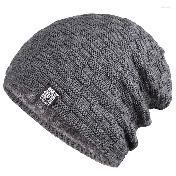 Ball Caps Winter Herren Plüsch Hut Futter Mützen Outdoor Sport Warm halten Gestrickte Skullies