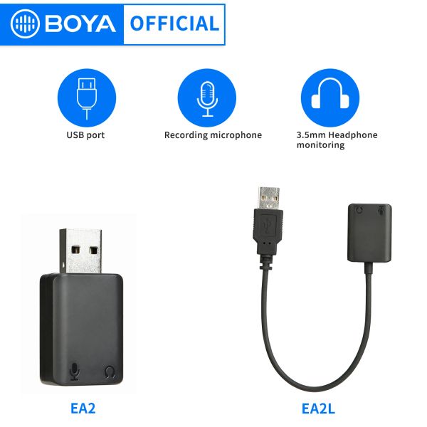 Convertitore Boya Byea2/ea2l Scheda audio esterna USB Desktop Laptop Usb a 3,5 mm Cuffie con microfono Audio Box Adattatore Accessori