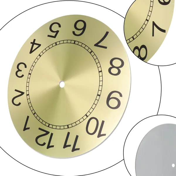 Wanduhren Ersatzteile Uhr Zifferblatt Gesicht 243mm 9,5 Zoll arabische Ziffern für DIY Gold Hintergrund