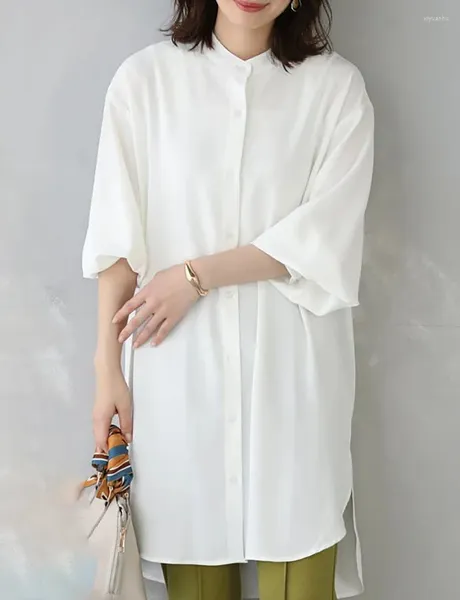 Blusas femininas Japão Lotte Produto camisa de manga comprida solta vestido forrado de comprimento médio
