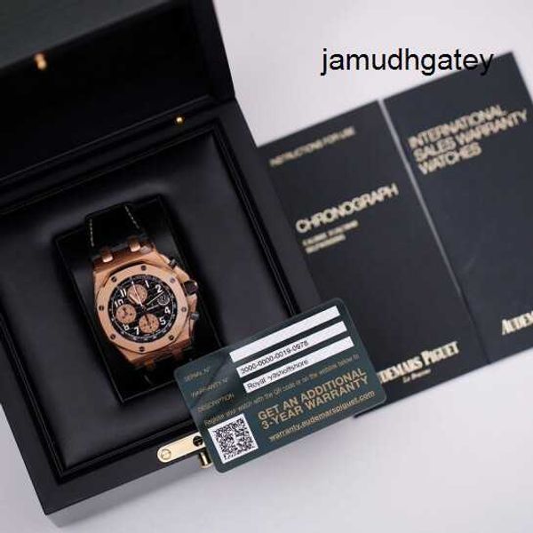 Orologio da polso femminile di marca Orologio da polso AP Epic Royal Oak Offshore 26470OR Orologio da uomo con quadrante nero Cronografo in oro rosa 18 carati Orologio meccanico automatico svizzero Nome Orologio S