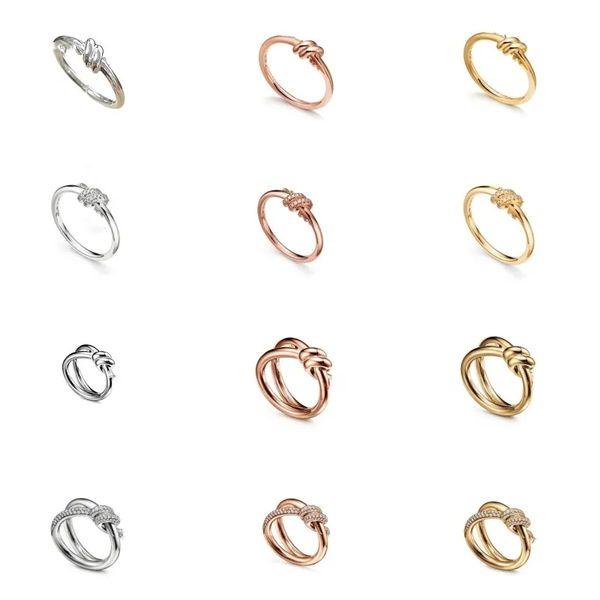 Omens Designer Ring Twisted Halat Halka Diamond Popüler Moda ile Bükülmüş Elmasless Set