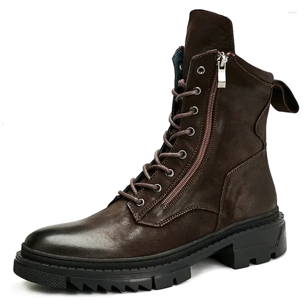 Botas vintage italiano masculino luxo couro genuíno 2024 inverno designer moda quente sapatos de negócios tornozelo camurça homem social