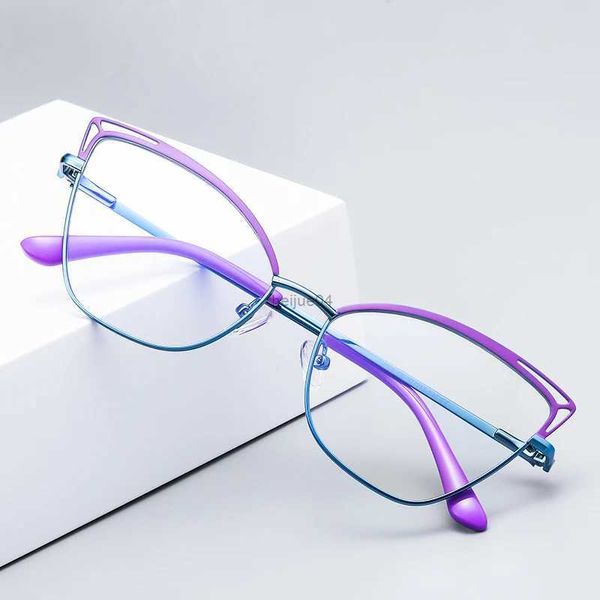 Montatura per occhiali Gmei Design Blue Light Blocking Donna Cat Eye Montatura per occhiali in metallo Montatura per occhiali da vista femminile anti-radiazioni 3038