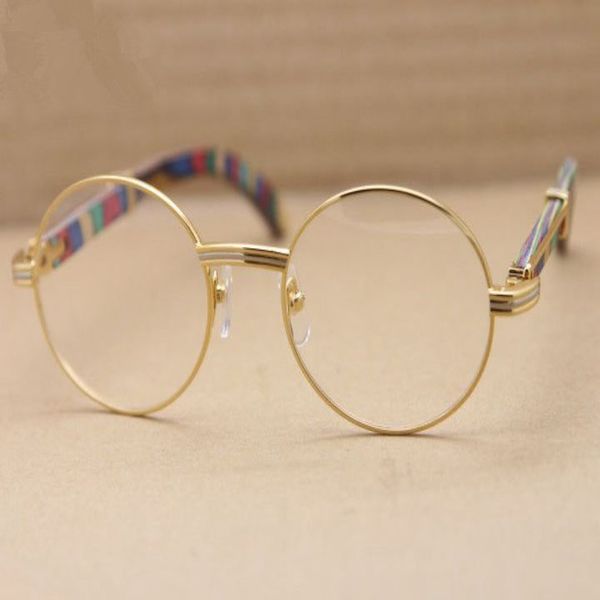 Vintage Optik Gözlük Çerçeve Yuvarlak Çerçeve Tavuskuşu Ahşap Bacak Gözlükler Erkekler İçin Çerçeve Gözlükleri Kadın Miyopya Çerçeveleri 55mm Orignal 262A