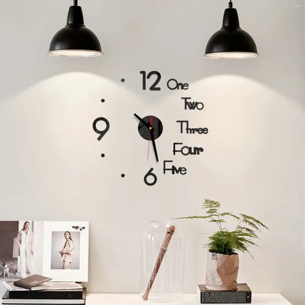 Relógios de parede DIY Relógio Carta Numeral Pendurado Ornamento Decorativo para Home Office Vermelho Preto Dourado Prata