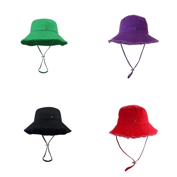 Moda Tasarımcı Kadınlar İçin Kova Şapkası Geniş Brim Le Bob Yumuşak Cappello Turuncu Beyaz Tasarımcı Caps Casquette Casquette Düz Üst Ayarlanabilir Drawstring HJ027