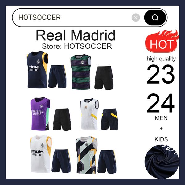 23/24 Real Madrid Football Set Sports Set Set da pista set canottiere Shorts set da calcio da uomo e per bambini Chandal Futbol Sondaggio Madrid Allenamento Madrid Set Football Jersey