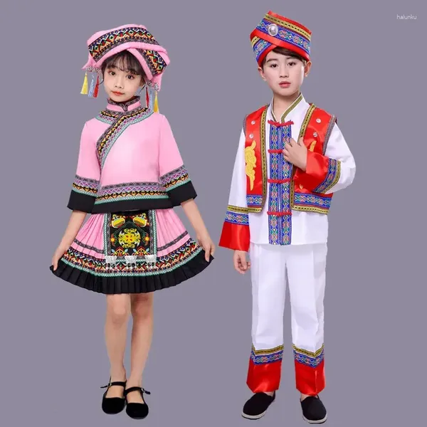 Abbigliamento da palcoscenico 3 marzo Abbigliamento per spettacoli di minoranze etniche per bambini Guangxi Zhuang e Miao per ragazze