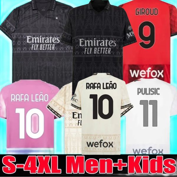 23 24 aC.PULISIC Home Soccer Jerseys Third Away MILANS 2023 2024 GIROUD THEO R.LEAO ROMAGNOLI BRAHIM S.CASTILLEJO SAELEMAEKERS 4th Soccer Jersey Kid Kit Men