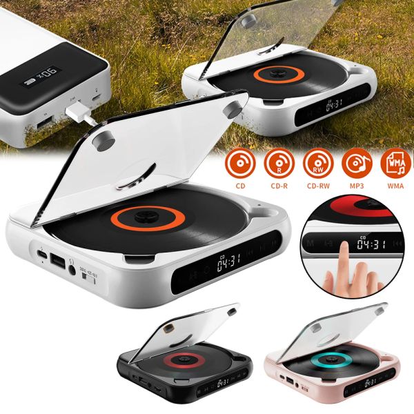 Altoparlanti Lettore CD portatile Altoparlante Bluetooth Stereo Lettore di dischi musicali HiFi Walkman CD Ripetizione AB Lettore CD personale Riproduzione USB AUX