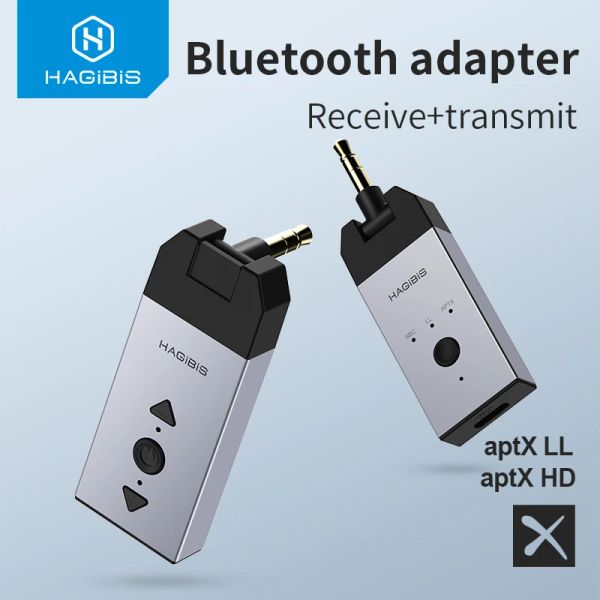 Alto-falantes Hagibis Bluetooth 5.0 Receptor de áudio Transmissor aptX LL aptX HD 3.5mm Jack Aux Adaptador sem fio para carro PC Headphone TV Speaker