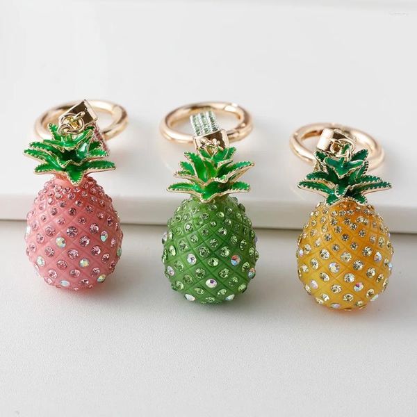 Portachiavi Frutta tropicale Cristallo Ananas Portachiavi Strass Ananas Comosus Portachiavi Gioielli Donne Ragazze Borsa Ciondoli Accessori