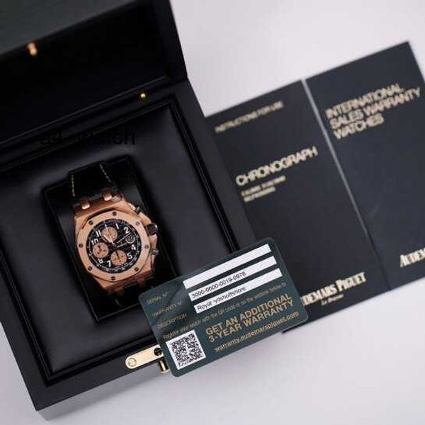 Popular coleção de relógios de pulso Relógio de pulso AP Watch Epic Royal Oak Offshore 26470OR Black Faced Mens Watch 18k Rose Gold Cronógrafo Automático Mecânico Swiss Watch