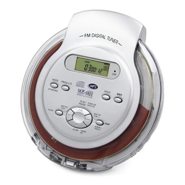 Lettore CD portatile, lettore di dischi walkman, supporto disco MP3 inglese con auricolare, riproduzione di musica, display LCD, uscita audio, radio FM, antiurto