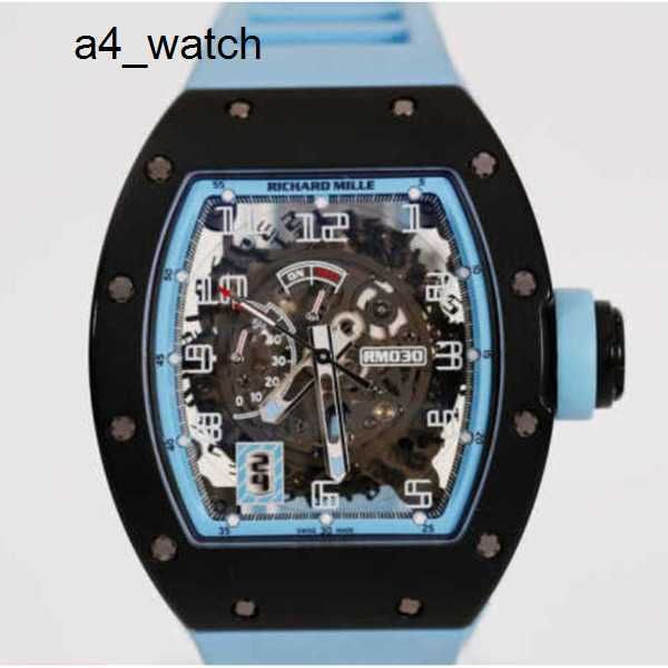 RM Armbanduhr Richardmillie Armbanduhr Rm030 Argentinien Blau Schwarz Carbon Hohldatum Dynamische Lagerung Herren