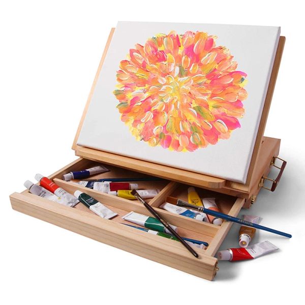 Panolar Ahşap Masa Postelleri Resim Sanatçısı Çocuk Çekme Kutusu Taşınabilir Masaüstü Dizüstü Aksesuar Bavul Boya Donanım Sanat Malzemeleri