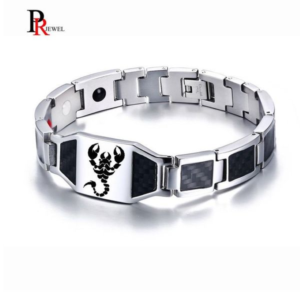 Pulseira magnética de fibra de carbono para homens, pulseira elegante de escorpião, terapia saudável, corrente de ligação, pulseira masculina 8 46 294b