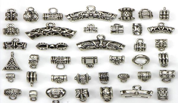 Perlenmischung, 40 Stile, antik versilberte Legierung, große Loch-Charms, Röhren-Abstandsperlen, passend für Armbänder, DIY-Halsketten, Anhänger, Charms, Bead3377800