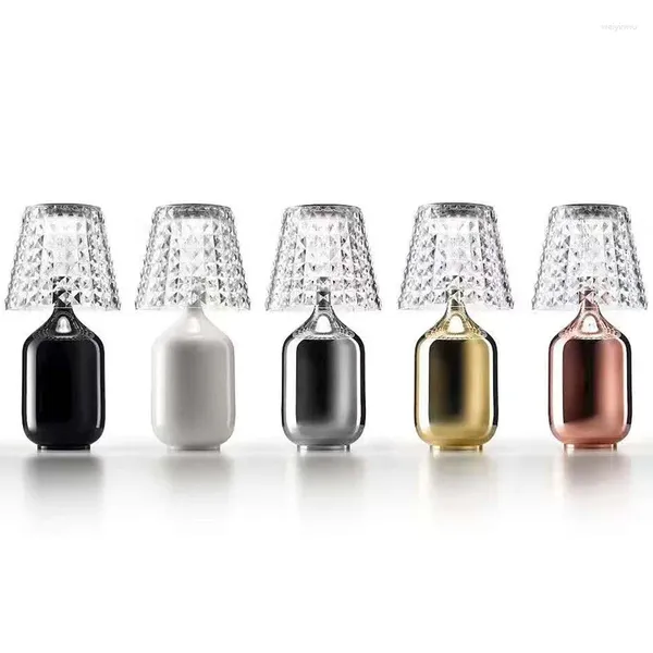 Lâmpadas de mesa Modern Luxo Minimalista LED Proteção de Olho Acrílico Stand Dimming Decoração Toque Cristal para Casa