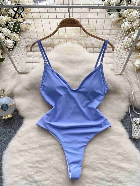 Mulheres Swimwear Singiny 2023 Moda Mulheres Sexy Bodysuits Strap V Neck Backless Y2K Streetwear Playsuit Sênior Sólido Sensual Slim Maiôs YQ240227