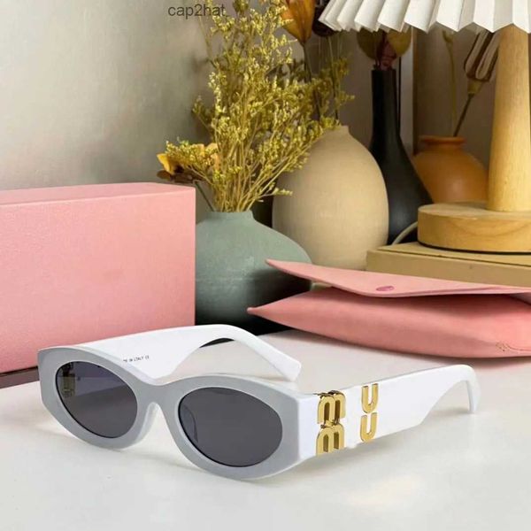Miu Роскошные солнцезащитные очки овальные линзы UV400 радиационно-стойкие персонализированные ретро женские очки в маленькой оправе пластина Advanced High Beauty W02I