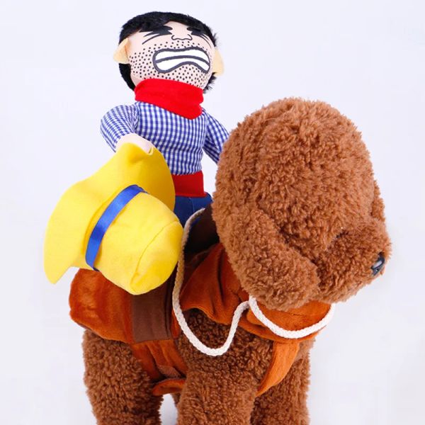 Giyim Pet Dog Cowboy Rider Giysileri Şapka ile Cadılar Bayramı Chrismas Festival Parti Dekorasyonları Köpek Köpekleri Cosplay Kostüm