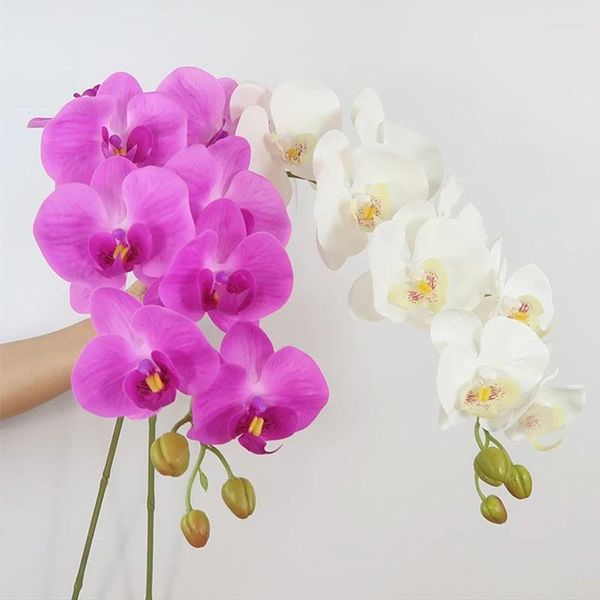 Flores decorativas 9 cabeças 98cm borboleta artificial orquídea falsa traça orquídeas para festa de casamento festival de natal decoração de casa