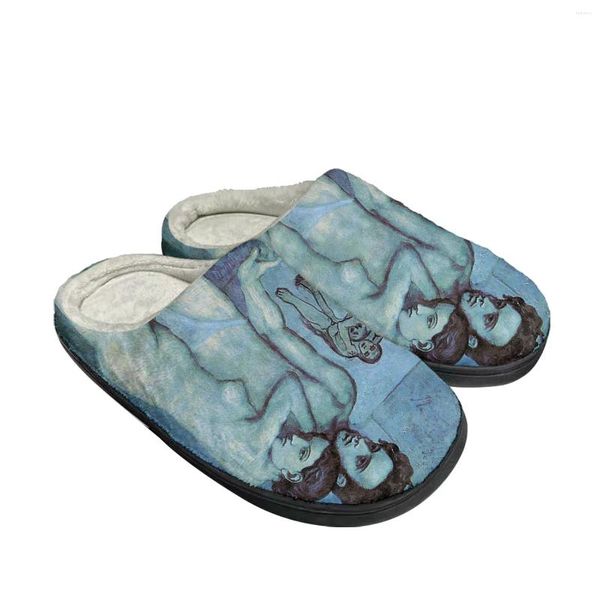 Chinelos Picasso Famoso Pintura A Óleo Vida Home Algodão Personalizado Mens Sandálias De Pelúcia Quarto Manter Sapatos Quentes Chinelo Térmico