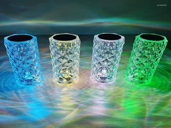 Luzes da noite lâmpada de mesa cristal 316 cores toque remoto diamante lâmpadas decoração do quarto atmosfera cabeceira luz desktop project5529905