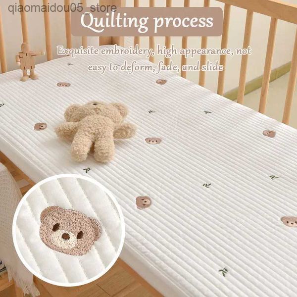 Set di biancheria da letto 1 pezzo di cotone neonato di prima qualità adatto per lenzuola biancheria da letto per bambini biancheria da letto ricamata copriletti per bambini asilo pranzo per bambini copriletto Q240228