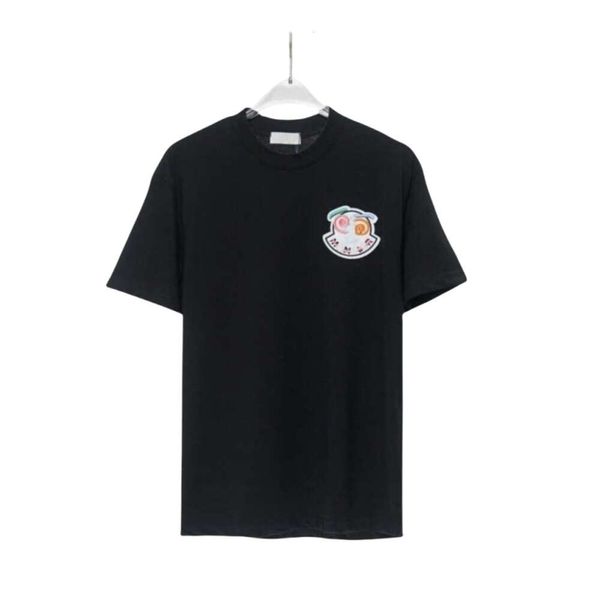 Monclair camiseta designer de alta qualidade camisetas masculinas designer luxo clássico primavera nova manga curta camiseta unisex engraçado rosto sorridente emblema bordado casual solto