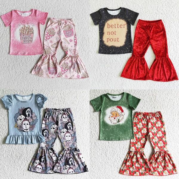 Set di abbigliamento Moda Bambini Abiti firmati Ragazze Pantaloni a campana Set Bambino Neonata Boutique Autunno Inverno Abiti festivi all'ingrosso