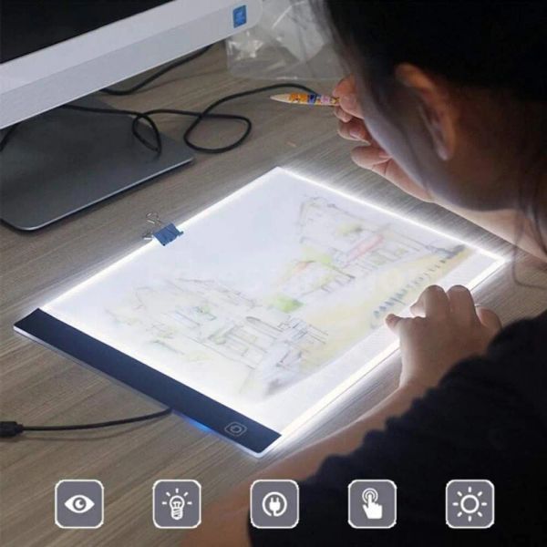 Lavagne Tavoletta grafica portatile da disegno A4 Scatola luminosa a LED Tracciatura Lavagna Pittura Tavoletta da scrittura Cavo USB ultrasottile regolabile