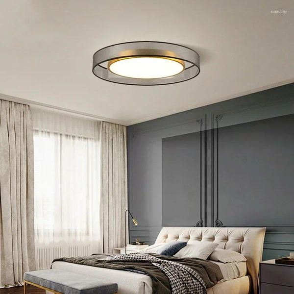 Plafoniere Luce a LED Tutto in rame Soggiorno moderno Nordic Semplice Rotondo Camera da letto Illuminazione decorativa