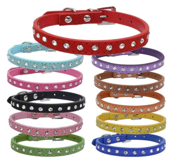 Katzen-Welpen-Hundehalsbänder, PU-Leder, Strass, 3-reihig, Diamante, Bling-Kristall, für Heimtierbedarf 6231496