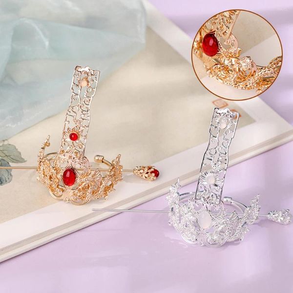 Halskette Ohrringe Set chinesische Haarmanschette mit Band Schnur Metall Essstäbchen Halter offenen Ring klassische Hanfu Zubehör NA