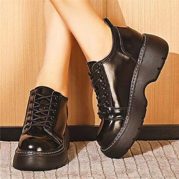 Stivali Militari da donna Stringati in pelle di mucca Piattaforma alla caviglia Creepers Punta rotonda Oxford Scarpe comode Punk Goth 34 35 36 37 38 39