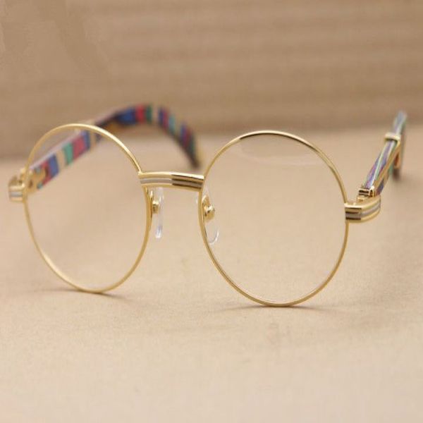 Vintage Optik Gözlük Çerçeve Yuvarlak Çerçeve Tavus Kuşu Ahşap Bacak Gözlükleri Erkekler İçin Çerçeve Gözlükleri Kadın Miyopya Çerçeveleri 55mm Orignal 294F