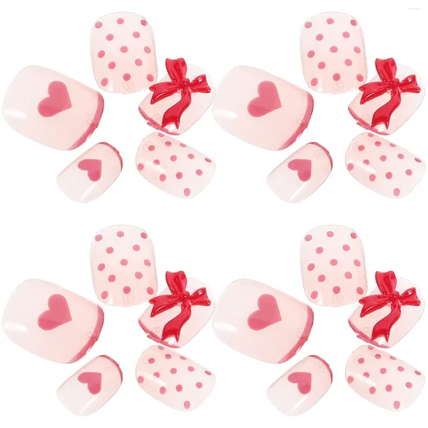 Unhas falsas 24 pcs remendo de unhas acessórios de manicure para mulheres imprensa em suprimentos falsos gravata borboleta unhas abs dicas