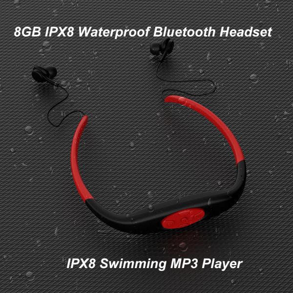 Oyuncular 8GB su geçirmez ipx8 dalış yüzme sörf kablosuz mp3 çalar fm radyo bluetooth kulaklık müzik çalar