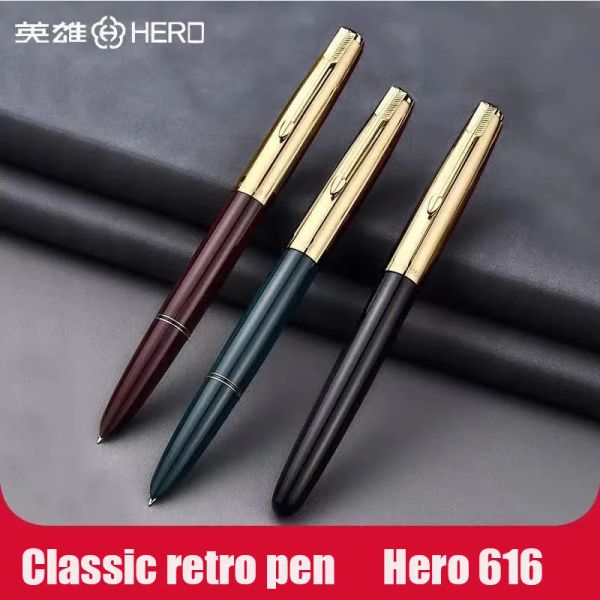 Pennarelli Hero 616 Penna stilografica Freccia Mark Penna a inchiostro Cappuccio in acciaio inossidabile Pennino fine Cancelleria per ufficio Materiale scolastico Regalo di scrittura