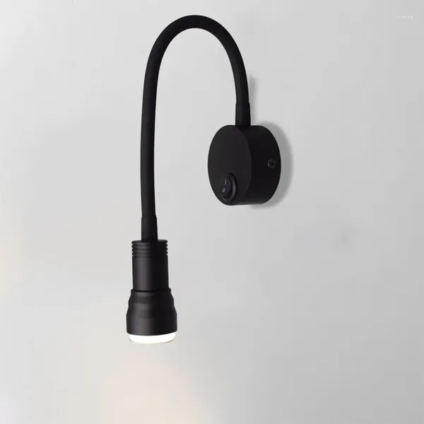 Duvar lambası 3W Monte Cob Spotlight Alüminyum Ayarlanabilir Esnek Hortum Kitap Anahtar Gazeyek Sconce Başucu Okuma Aydınlatma