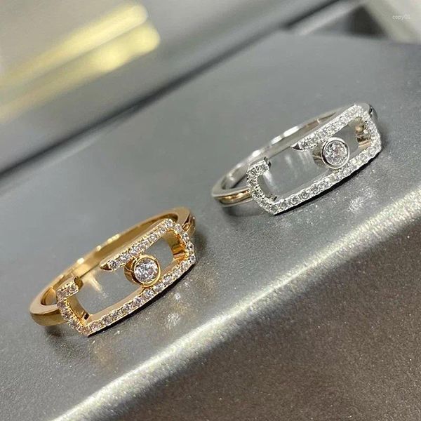 Кольца кластера из стерлингового серебра 925 пробы 2024 года с одним бриллиантом, скользящее кольцо, женское модное дизайнерское ювелирное изделие, подарок на вечеринку